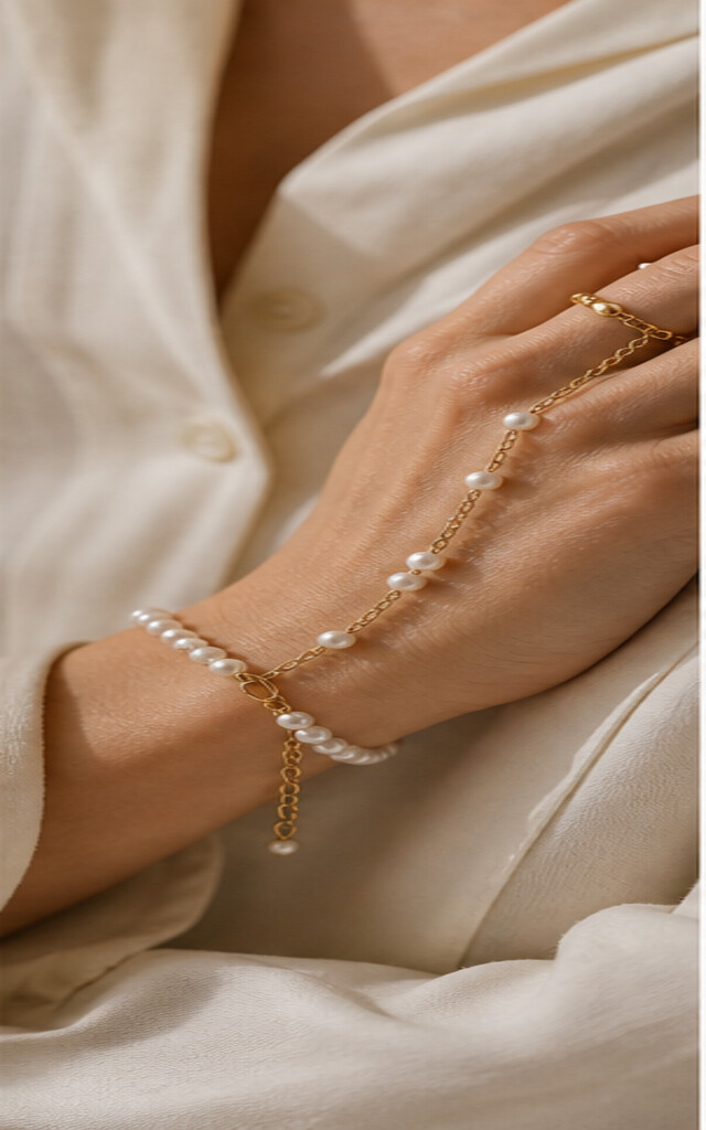 Handketting bij water als voorbeeld van waterproof sieraden