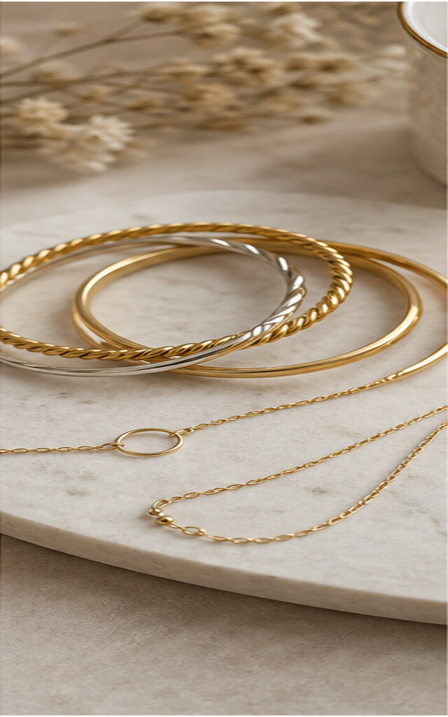 Statement armbanden naast subtiele ring-armband