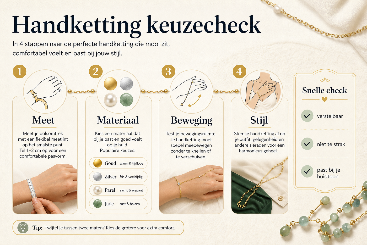 Handketting keuzecheck met vier stappen